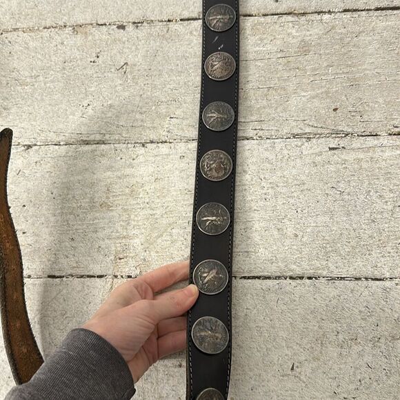 Vintage Genuine Leather Liberty Coin Conch Belt - Picture 8 of 11